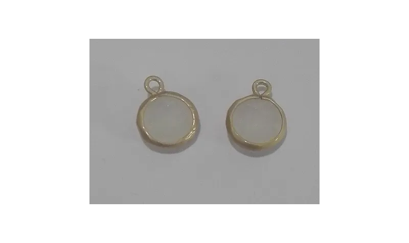 Colgante disco cristal 13*9mm Blanco Opal / Cuentas Metálicas de Latón / Zamak