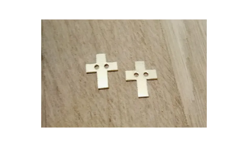 Pieza Cruz doble agujero 12*10mm Oro Mate / Cuentas Metálicas de Latón / Zamak