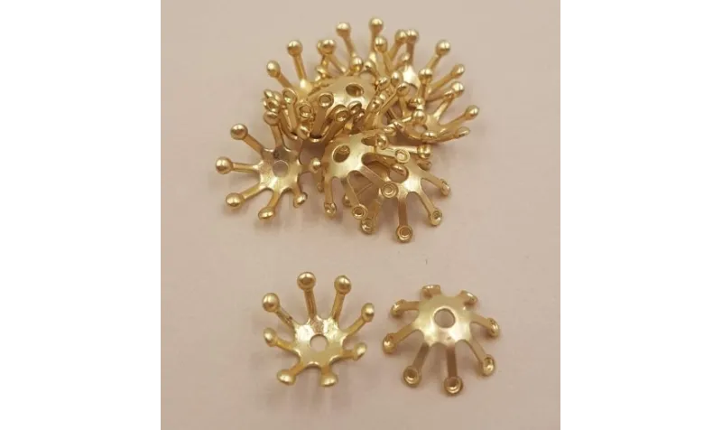Casquilla pestañas 10mm Oro Mate / Cuentas Metálicas de Latón / Zamak