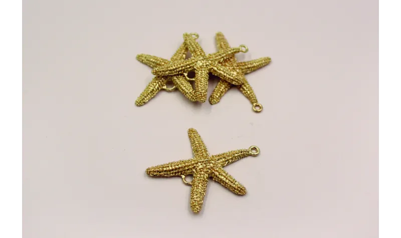 Pieza Estrella de Mar 51*43mm doble anilla Oro  M. / Cuentas Metálicas de Latón / Zamak