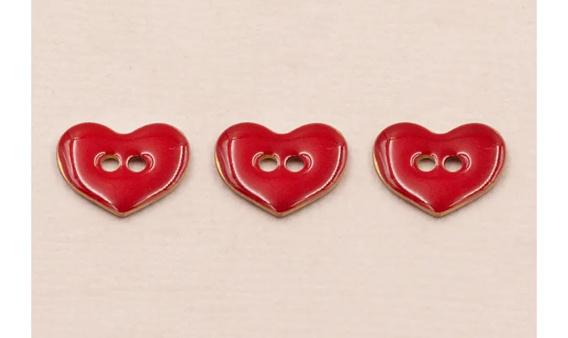 Pieza Corazón esmaltado 11*9mm Rojo 2 agujeros / Cuentas Metálicas de Latón / Zamak