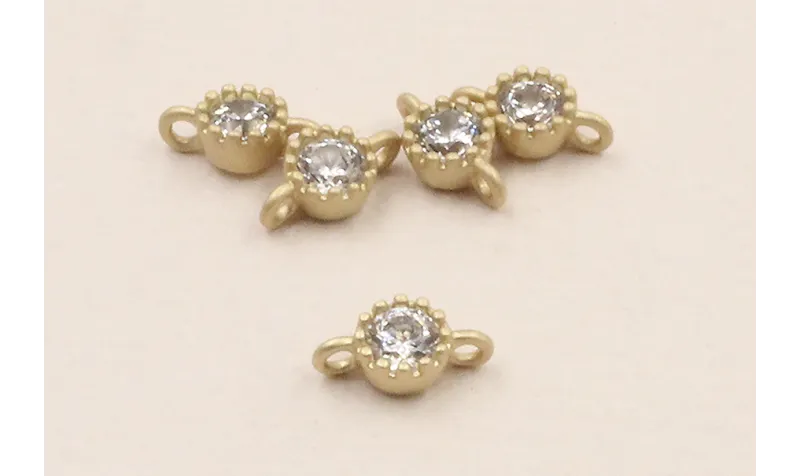 Pieza Brillo de 3mm con 2 anillas Oro / Cuentas Metálicas de Latón / Zamak