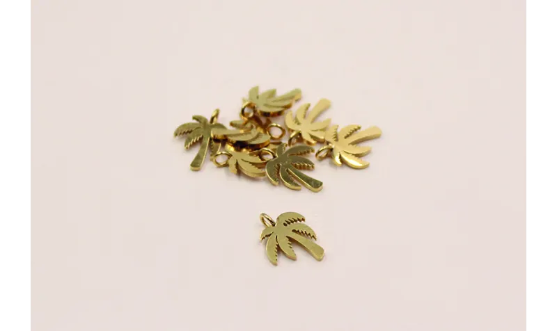 Pieza Palmera 11*8mm Acero Inoxidable baño Oro