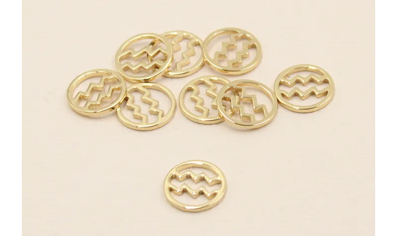 Disco 10mm signo Zodiaco Acuario Oro