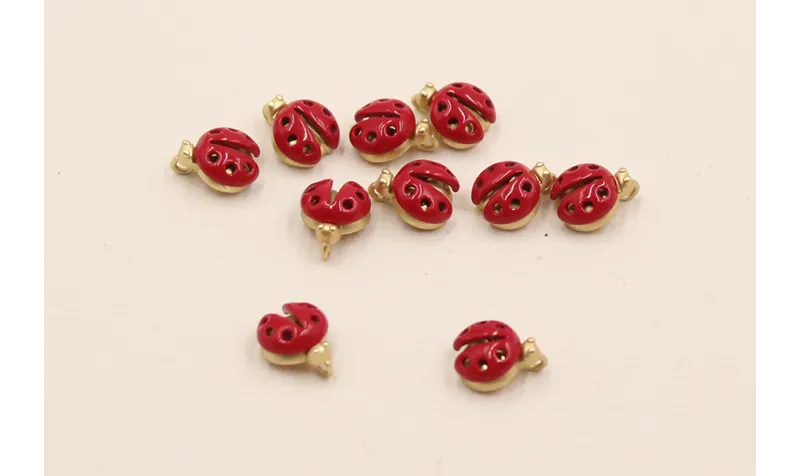 Cuenta Mariquita esmaltada 7*6*4mm / Cuentas Metálicas de Latón / Zamak