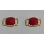 Piedra jade cuadrada 11mm Roja en metal Oro Mate / Cuentas Metálicas de Latón / Zamak