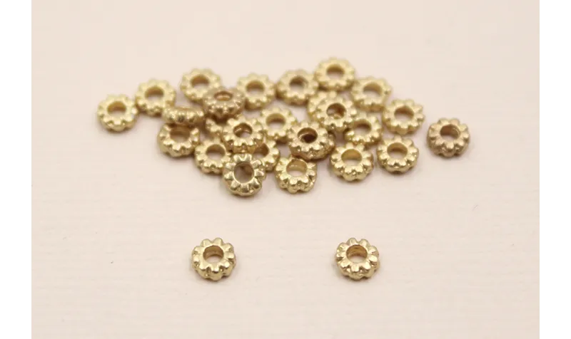Rueda estriada de 3*1mm Dorado Mate / Cuentas Metálicas de Latón / Zamak