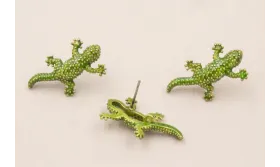 Perno Lagarto Esmalte verde 25*13mm / Cuentas Metálicas de Latón / Zamak
