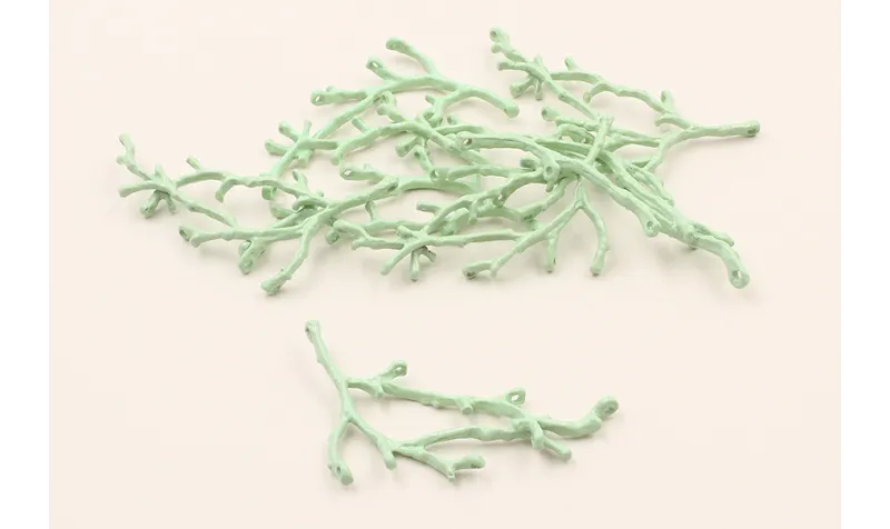 Cuenta Rama Coral 50*24mm Esmalte verde Turquesa / Cuentas Metálicas de Latón / Zamak