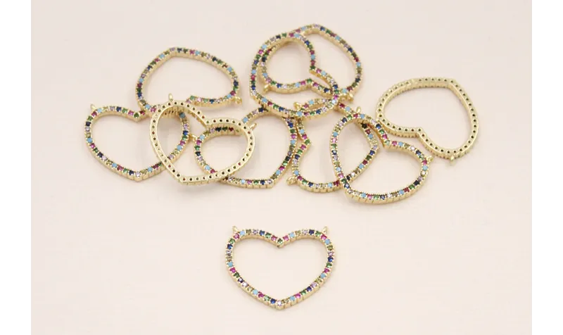 Corazón mricrobrillos 20*16mm / Cuentas Metálicas de Latón / Zamak