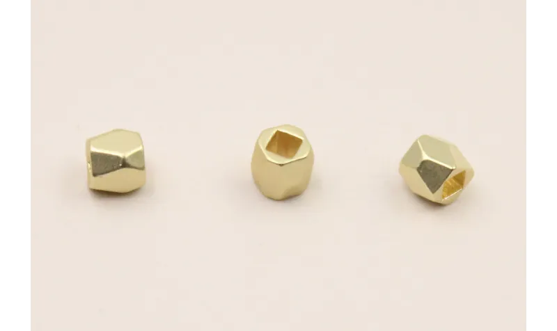 Cuenta Facetada 3*3,5mm Dorado Mate / Cuentas Metálicas de Latón / Zamak