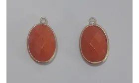 Ovalo cristal con metal 18*13mm Naranja opaco / Cuentas Metálicas de Latón / Zamak