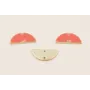 Cuenta Semicirculo de 15mm Dorado esmalte Coral / Cuentas Metálicas de Latón / Zamak