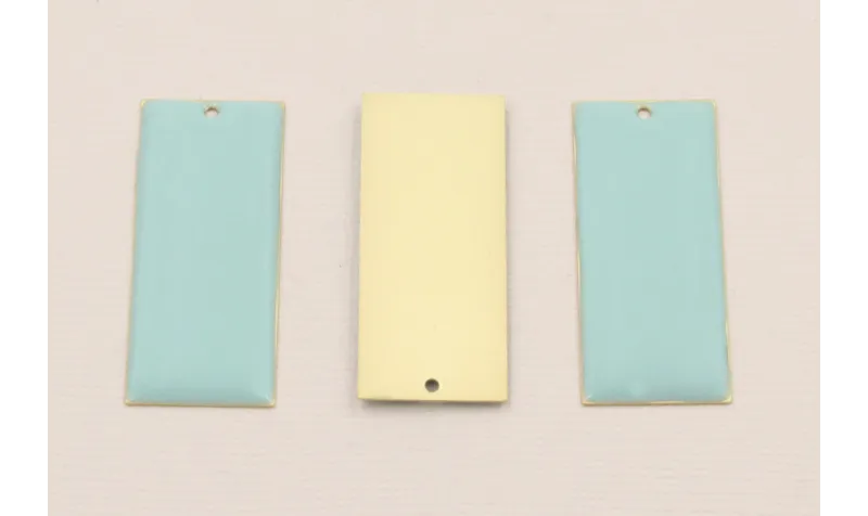 Cuenta Rectangulo 38*15 D.Mate Esmalte tuquesa / Cuentas Metálicas de Latón / Zamak