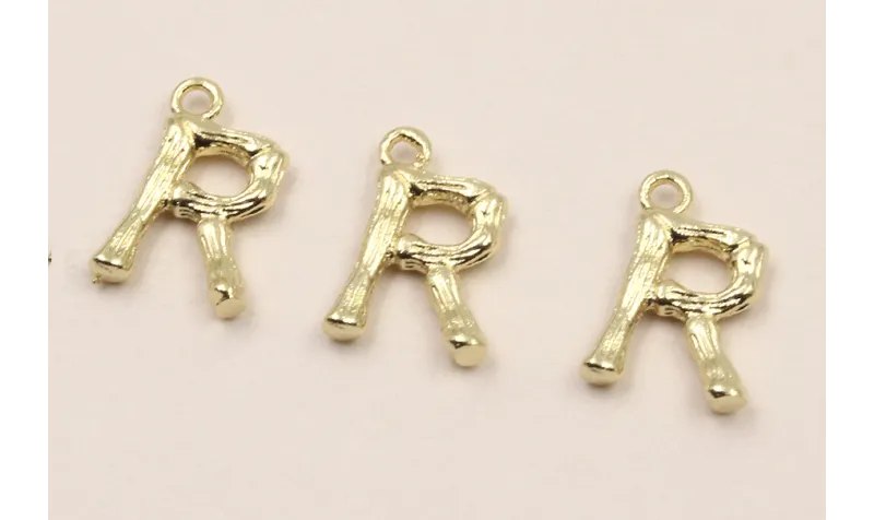 Colgante Letra R latón Dorado 15*10mm / Cuentas Metálicas de Latón / Zamak