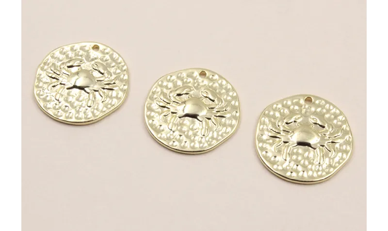 Medalla 16mm latón Dorado Horóscopo CANCER / Cuentas Metálicas de Latón / Zamak