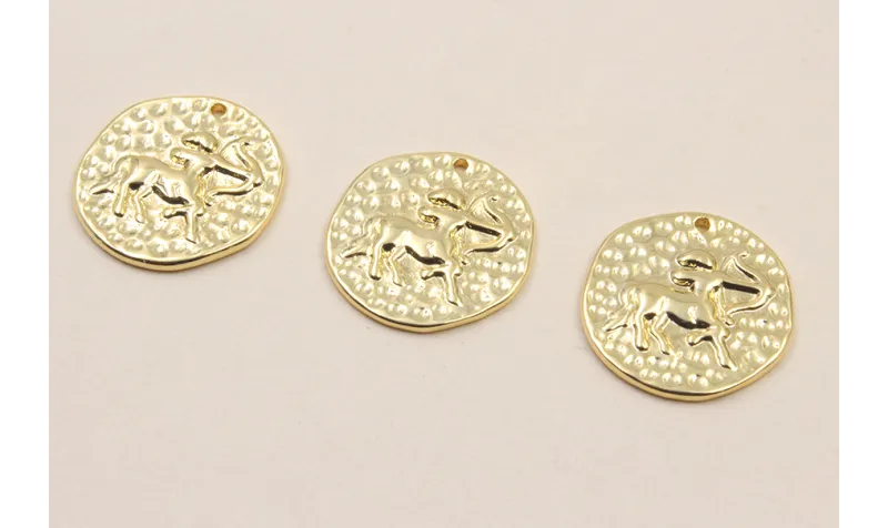 Medalla 16mm latón Dorado Horóscopo SAGITARIO / Cuentas Metálicas de Latón / Zamak