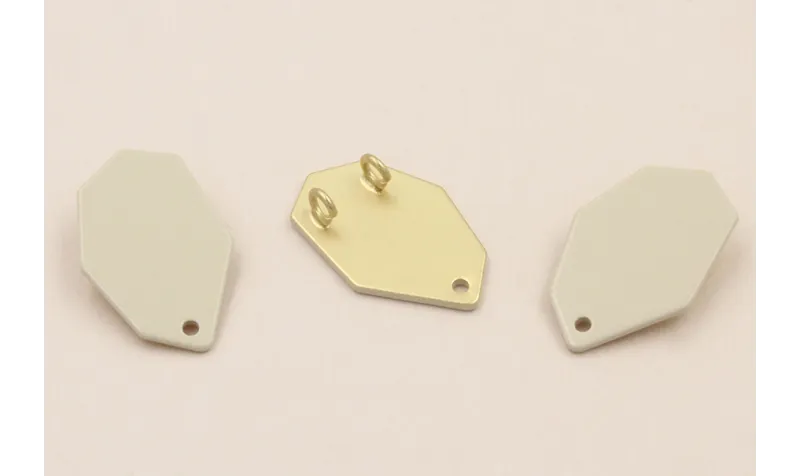 Cuenta Hexágono doble anilla trasera 20*13mm Beige