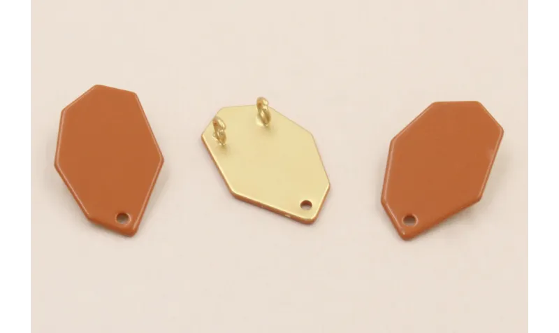 Cuenta Hexágono doble anilla trasera 20*13mm Teja