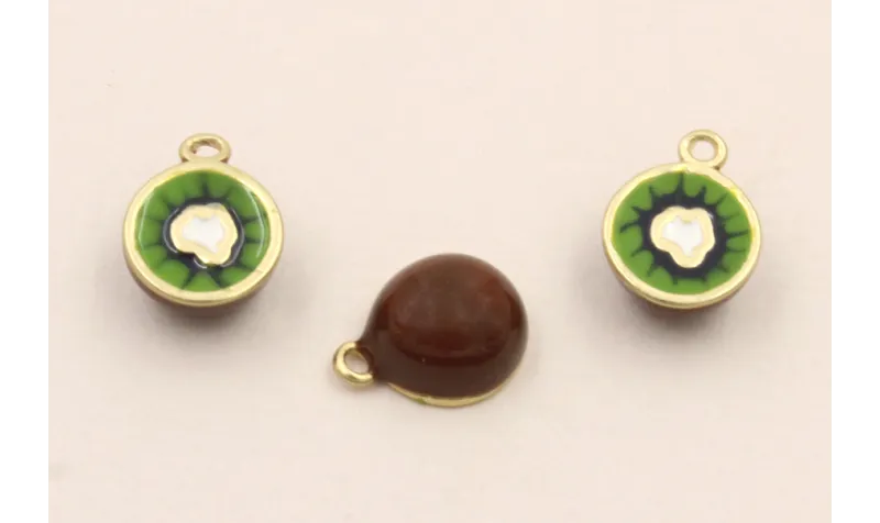 Colgante Kiwi 7*3mm Marron y verde