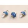 Colgante seta 12*6mm Blanca y Azul / Cuentas Metálicas de Latón / Zamak