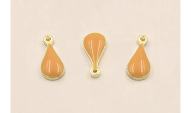 Pieza Acero Inox. Gota Plata 9*4mm esmalte Naranja / Cuentas Metálicas de Acero Inoxidable