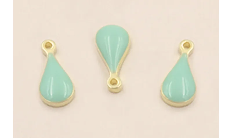 Pieza Acero Inox. Gota  9*4mm esmalte Turquesa / Cuentas Metálicas de Acero Inoxidable