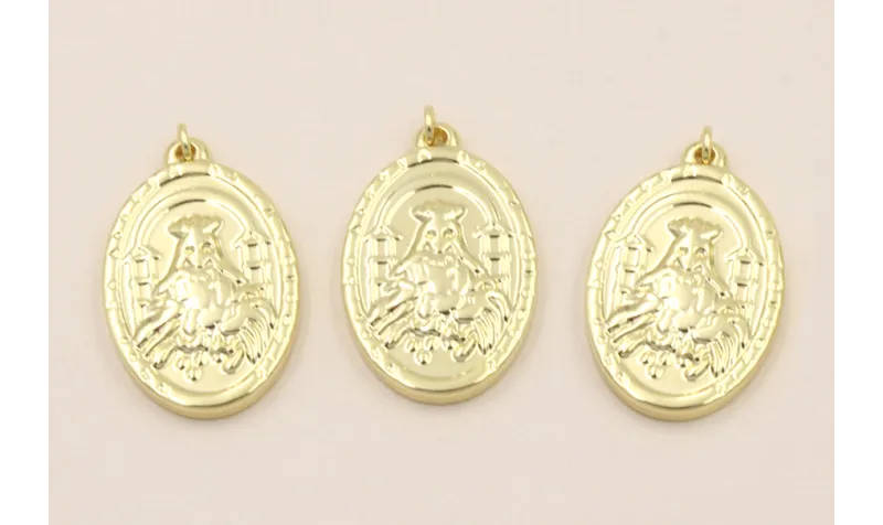 Colgante Acero Inox. Medalla Virgen 26*18mm Oro