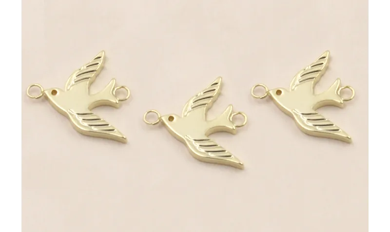 Colgante Acero Pajaro doble anilla 12*12mm Oro