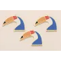 Colgante Tucan 30*40mm Blanco y Azul / Cuentas Metálicas de Latón / Zamak