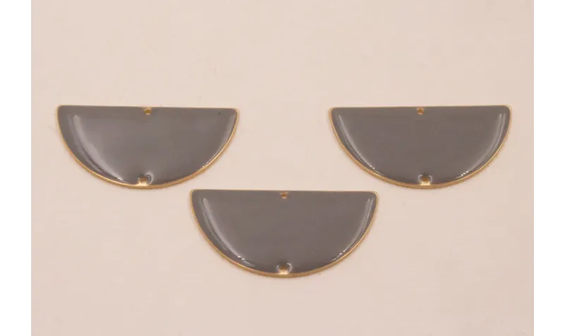 Semicirculo Esmaltado 31*16 Dorado Mate y Gris