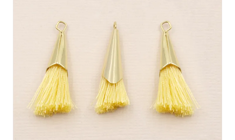 Casquilla metálica Oro con fleco Amarillo 20+20mm / Cuentas Metálicas de Latón / Zamak