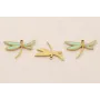 Cuenta Libélula 17*11mm Acero Turquesa y Oro / Cuentas Metálicas de Acero Inoxidable