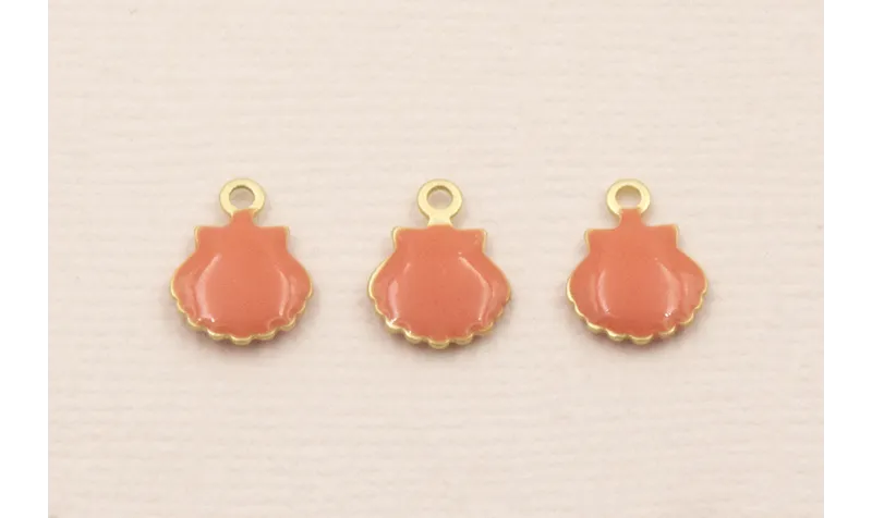 Colgante concha 10*8 Dodado Mate esmaltada Rosa / Cuentas Metálicas de Latón / Zamak
