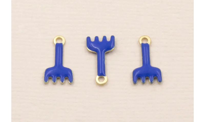 Colgante rastrillo 12*7mm Dorado Mate Azul  / Cuentas Metálicas de Latón / Zamak