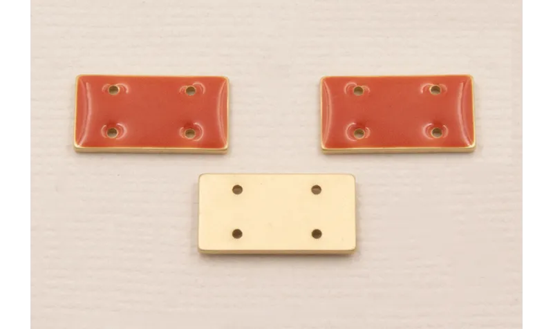 Cuenta Rectandulo Oro Mate 15*7mm Rosa Coral