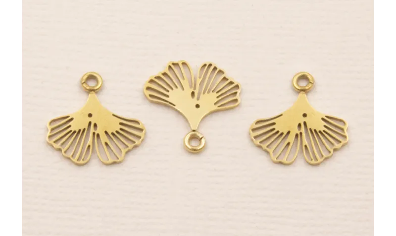 Cuenta Hoja de Gingko 12*12 Acero Inoxidable Oro