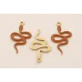 Colgante serpiente 18*10mm Esmalte Marrón / Cuentas Metálicas de Latón / Zamak
