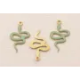 Colgante serpiente 18*10mm Esmalte Verde Turquesa / Cuentas Metálicas de Latón / Zamak
