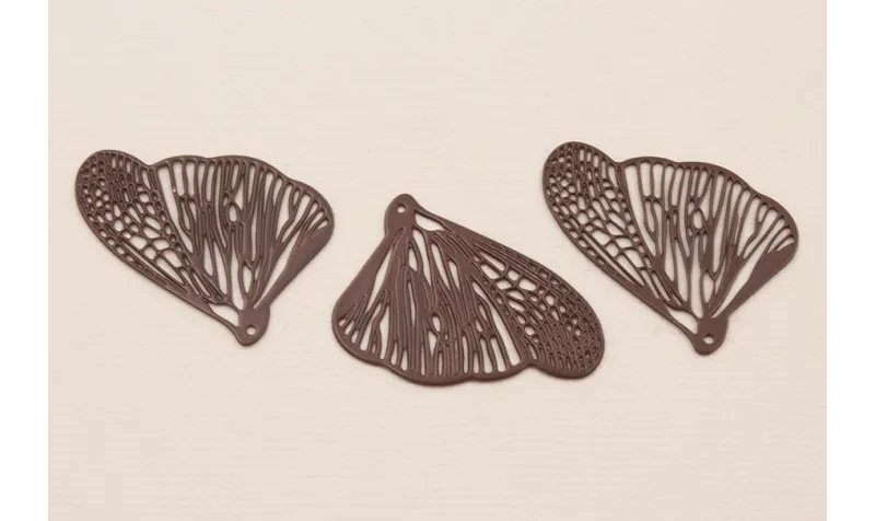 Cuenta Ala Mariposa 32*26 esmalte Marrón / Cuentas Metálicas de Latón / Zamak