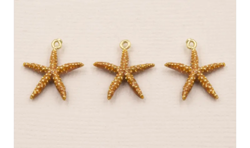 Colgante Estrella Mar 12mm Esmalte Tostado