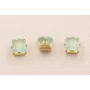 Cabujónn cristal  4*4mm color verde Opal / Cuentas Metálicas de Latón / Zamak