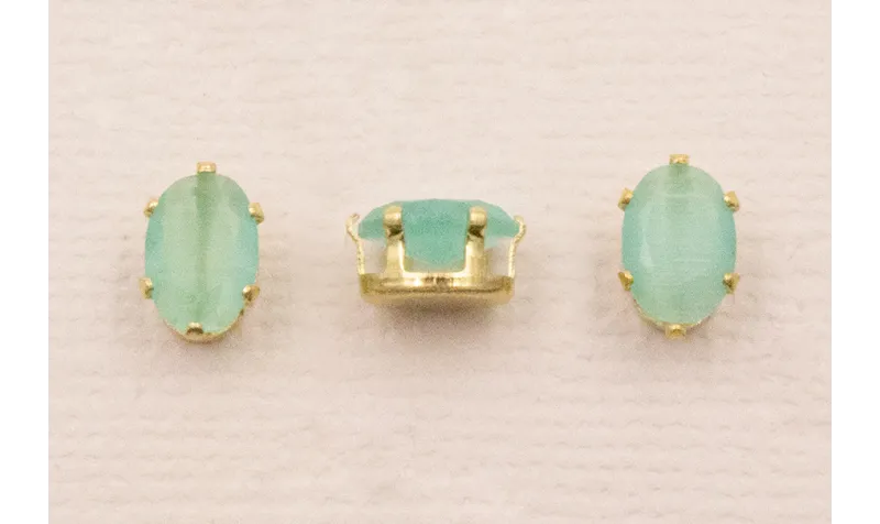 Cabujónn cristal 5*7mm color Verde Opal