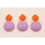 Colgante 15*10 Morado y Coral sobre Dorado Mate / Cuentas Metálicas de Latón / Zamak