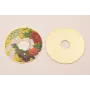 Disco 60mm  Oro Mate  Flores amarillas y rojas / Cuentas Metálicas de Latón / Zamak