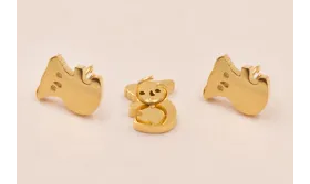 Koala Acero Inoxidable 7mm Oro / Cuentas Metálicas de Acero Inoxidable