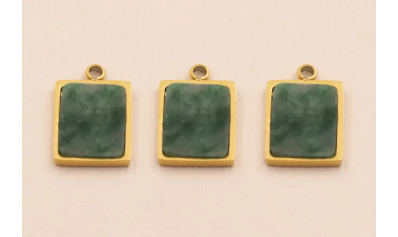 Colgante S.Steel 316L 12*9mm con piedra verde