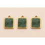 Colgante S.Steel 316L 12*9mm con piedra verde / Cuentas Metálicas de Acero Inoxidable