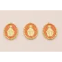 Colgante Ovalo Virgen cazoleta con esmalte Teja / Cuentas Metálicas de Latón / Zamak