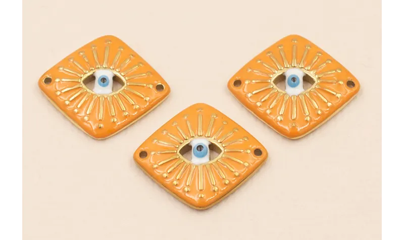 Rombo Acero Inox ojo Turco 18*16mm Naranja / Cuentas Metálicas de Acero Inoxidable
